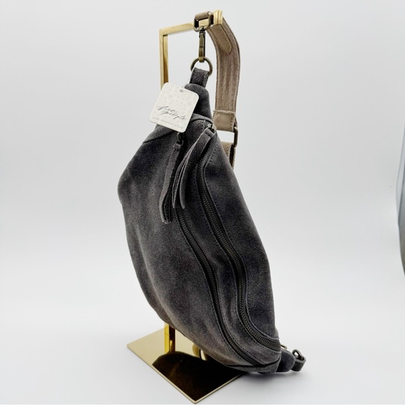 NWT Gray Free People Canyon Suede Sling Bag Crossbody - Picture 4 of 6